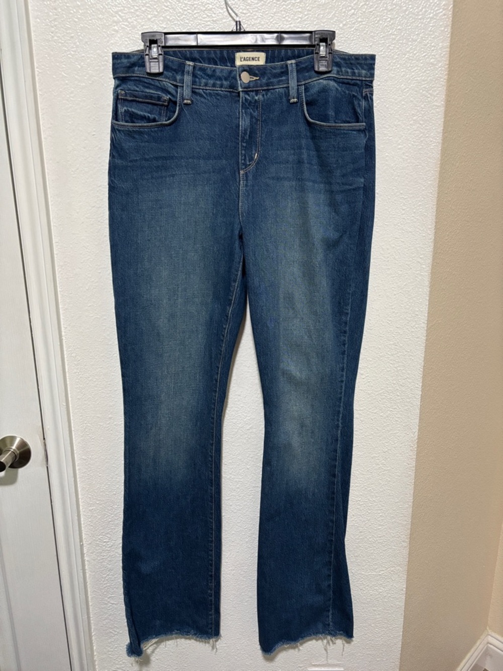 L’AGENCE Ruth high rise jeans women’s size 30 frayed raw hem with stretch comfy - Picture 2 of 11